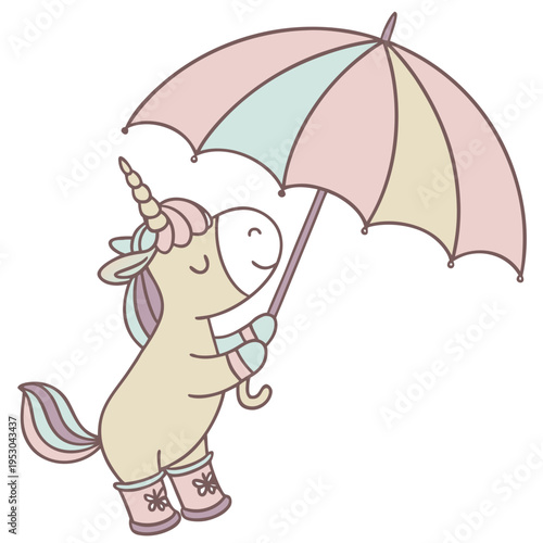 A Bashful Moose with under an umbrella in a Unicorn Dreams theme – Unicorn Dreams palette SVG illustration