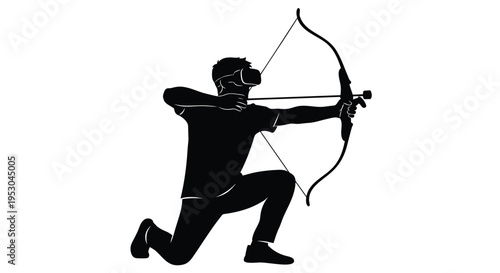 Vector silhouette of a man shooting a bow and arrow