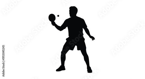 Black silhouette of a man playing tennis vector