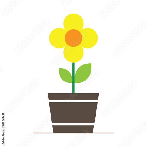 Minimalist Potted Plant Vector Art