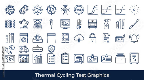 Collection of medical and scientific icons for testing and research purposes