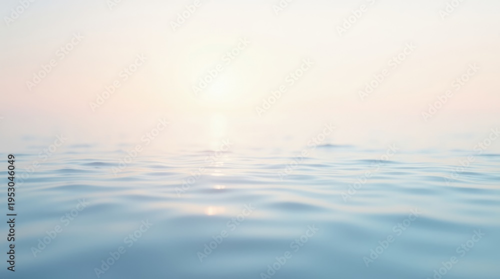 Fototapeta premium Minimalist Photorealistic Background of Serene Calm Water Surface with Soft Sunset Light and Smooth Ripples