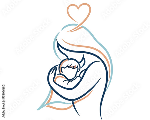 Mother's day tribute heartwarming mom and baby illustration