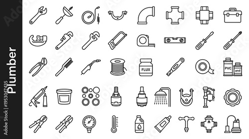 Collection of plumbing tools and supplies, a comprehensive set for professional work