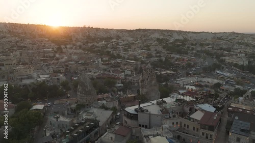 Wallpaper Mural Cinematic aerial shot of town of Goreme in Cappadocia, Turkey Torontodigital.ca