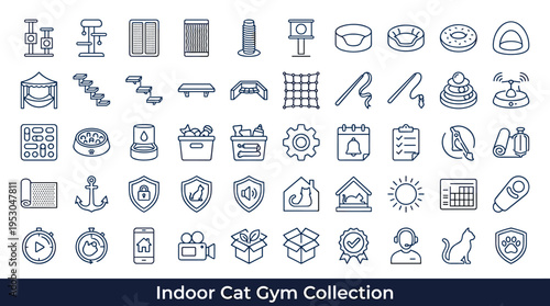 Collection of Indoor Cat Gym and Play Equipment Icons