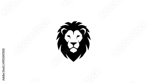 Majestic lion head silhouette in monochrome design on white background