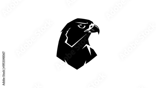 Eagle head silhouette on white background - bold wildlife art