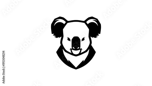 Koala silhouette logo design featuring minimalist style animal icon