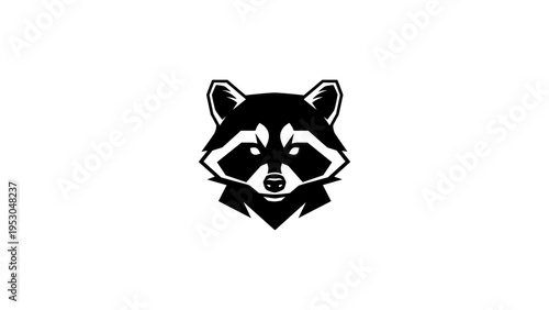 Geometric raccoon silhouette face on white background
