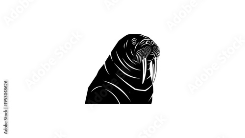 Black and white walrus silhouette design for art and nature projects
