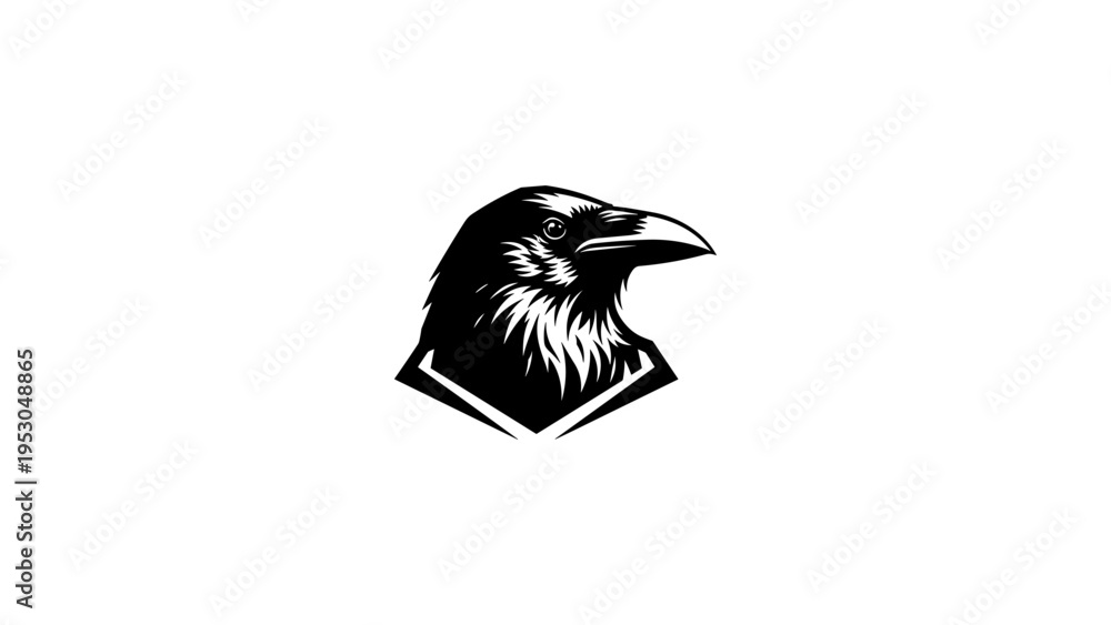 Fototapeta premium Bold geometric raven silhouette on white background