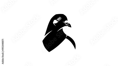 Bold black silhouette of falcon head icon in minimalist design