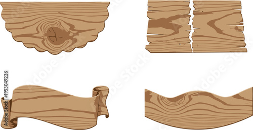 Cartoon wooden signboard illustration with rustic shapes and textures for vintage design and decoration projects