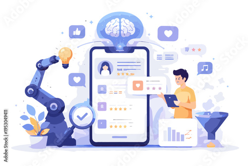 Concept recommendation image icon smart engine vector generation minimalism simple ai bold outline