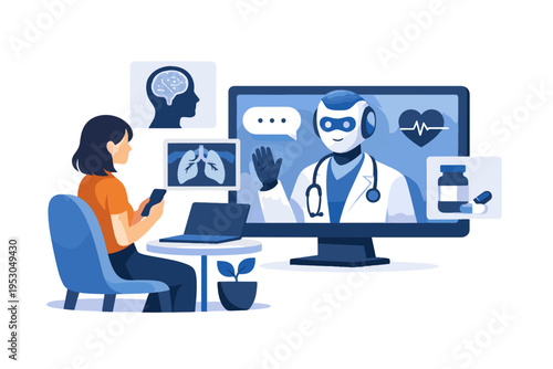 Virtual vector image generation ai flat design bold outline doctor icon simple cartoon style clean design