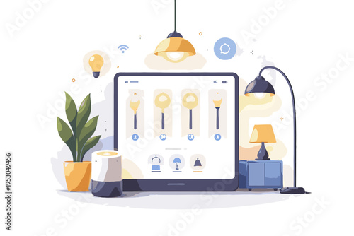 Smart automation home simple dashboard vector sticker style generation lighting bold outline icon image