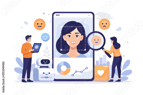 Minimalism generation detection sticker style image clean design facial emotion simple analysis vector icon