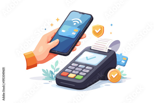 Vector generation cute illustration minimalism mobile contactless sticker style system image icon simple shapes simple