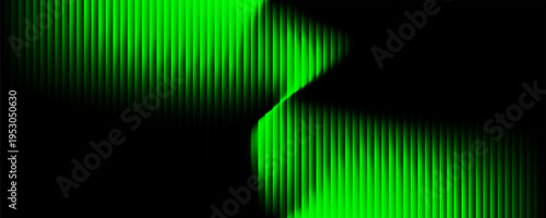 Dark green neon gradient ribbed glass. Vector ribbed glass texture background. Mesh gradient. acrylic ribbed bath surface. Reeded glass background semitransparent overlay. Bath wall window