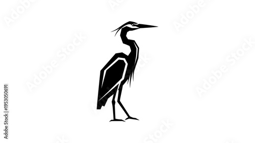 Stylized silhouette of a heron ardea bird