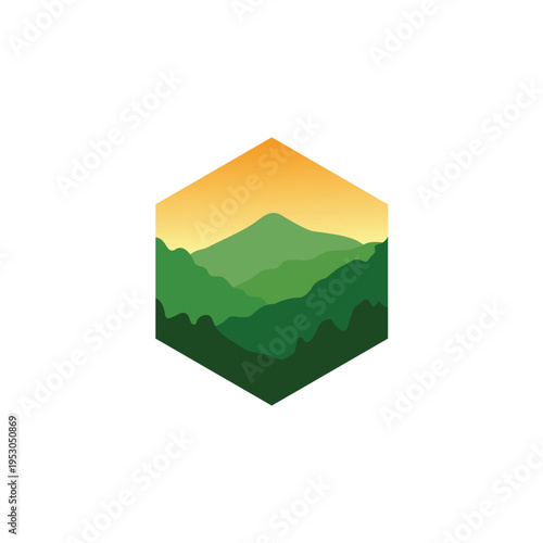 Mountain and Forrest logo design template illustration vector