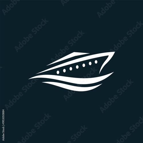 ship and wave logo design template illustration vector