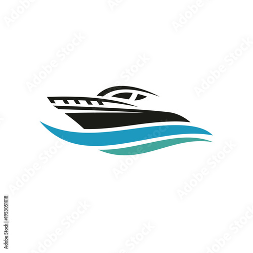 ship and wave logo design template illustration vector