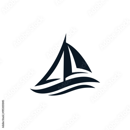 ship and wave logo design template illustration vector