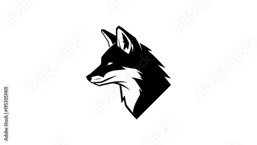 Wolf profile design in monochrome silhouette style