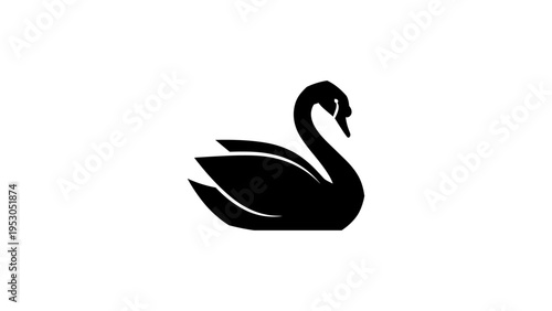 Elegant swan silhouette with graceful curved neck and wings