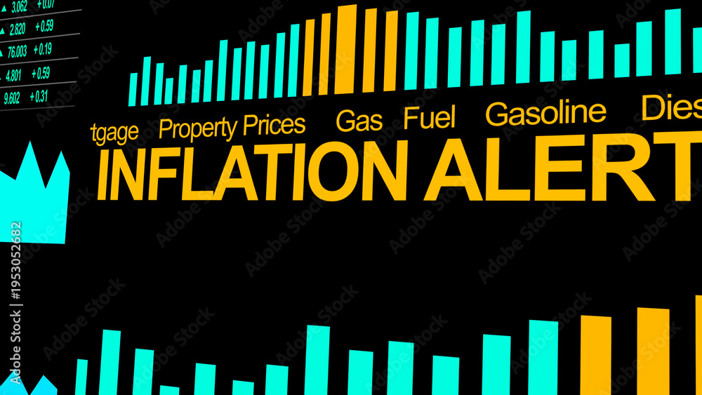 Fototapeta premium Inflation Market Dashboard with Energy Prices and Gasoline Increase Chart