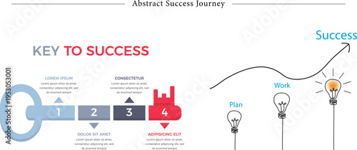 Abstract Success Journey Infographic Key to Success Business Roadmap Vector
