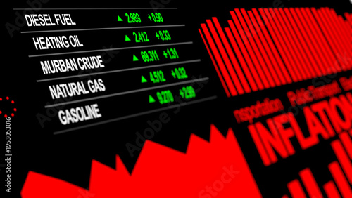 Inflation Alert Financial Chart with Rising Cost of Living and Market Data
