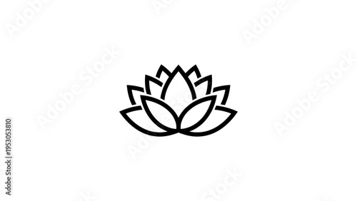Minimalist black and white lotus design for yoga and wellness branding