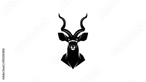 Elegant antelope silhouette with detailed horns on white background