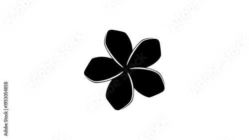 Black silhouette of a single blooming flower with five petals