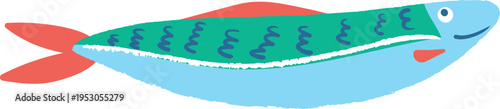Crayon Sardine Hand Drawn Pattern