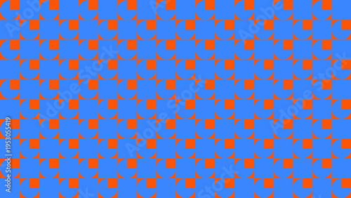 Geometric Seamless Pattern of Orange Shapes on Blue