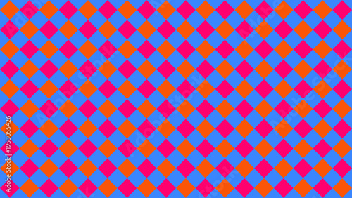 Vibrant Diamond Pattern in Blue Pink and Orange