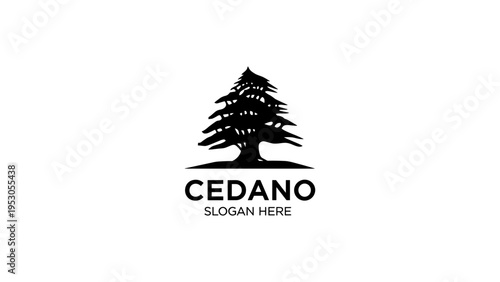 Elegant pine tree logo design with customizable text for branding and identity