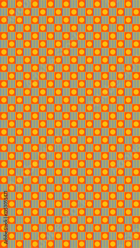 Retro Orange and Gray Geometric Checkered Pattern