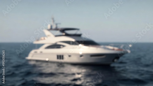 Luxury yacht blurring on blue ocean water creating a dreamy visual for vacation and business concepts