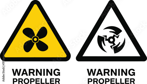 Warning propeller caution signs for safety awareness