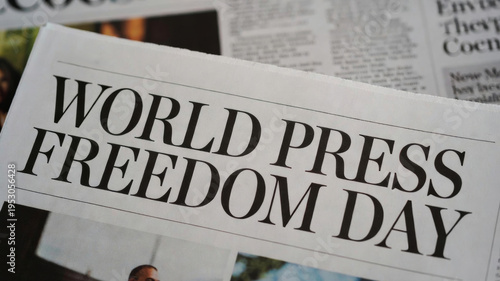 World press freedom day headline on newspaper showing importance of independent journalism and media communication
