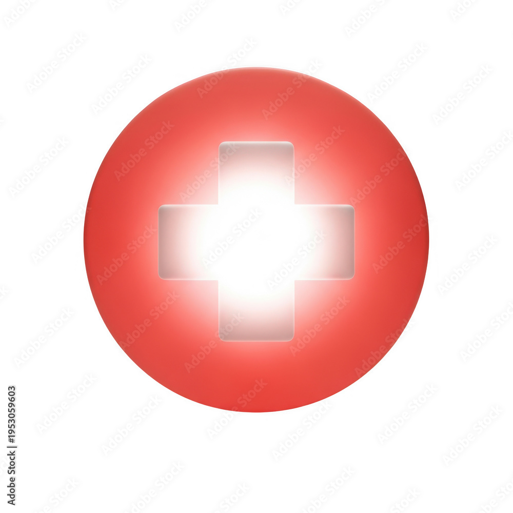 Obraz premium Red cross medical symbol isolated on transparent background