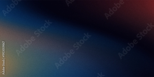 Dark blue orange red grainy texture background abstract vibrant color wave shape black backdrop noisy wide banner header design