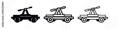 Vintage Handcar or Draisine Icon Set. Rail Transport Vehicle Symbols for web and print design.