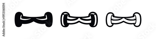 Dumbbell or hand weight icon set in hand drawn style, collection of simple fitness and workout equipment symbols.