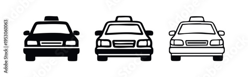 Car icons set. Front view vehicle symbols. Automobile transport and personal mobility.